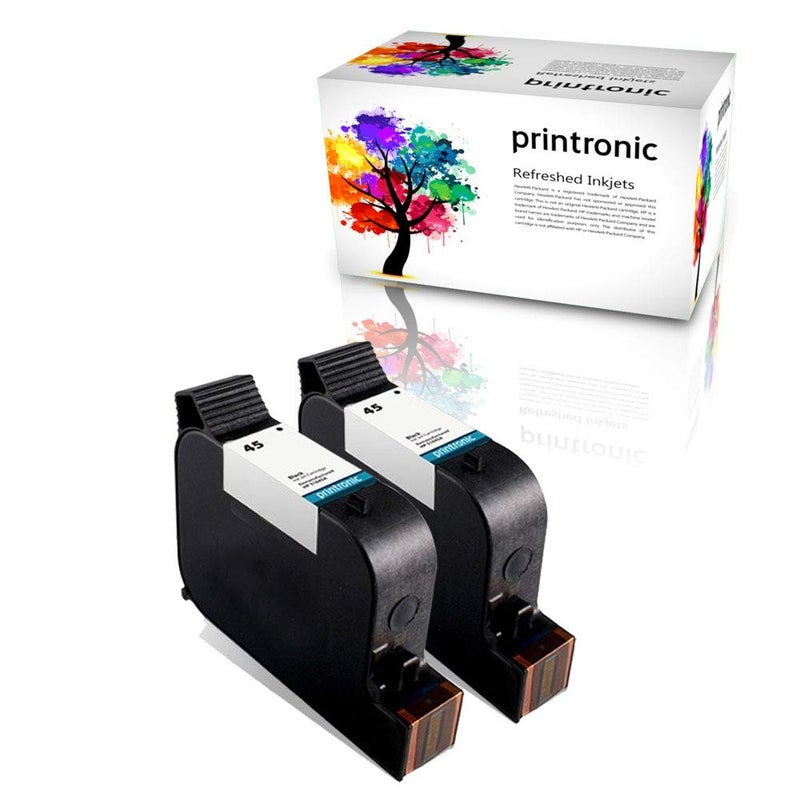 Printronic Remanufactured Ink Cartridge Replacement for HP 45 (2 Pack) for Deskjet 1000Cse 1100 1220C/PS 1600 6122 710 720 782 815 820 830 850 870 880 890 895 930 950C 960 970 980C